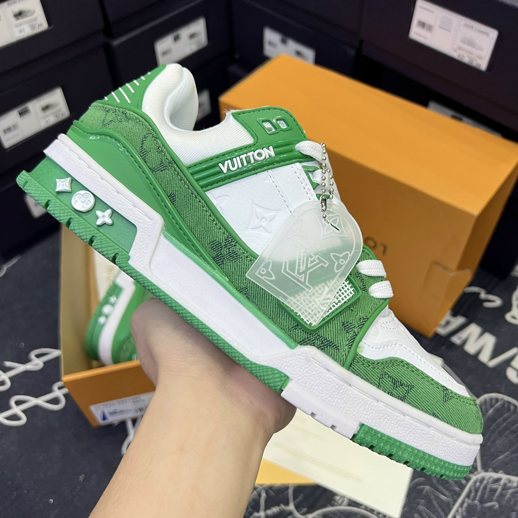 Giày Louis Vuitton Lv Trainer Sneaker Màu Xanh Trắng