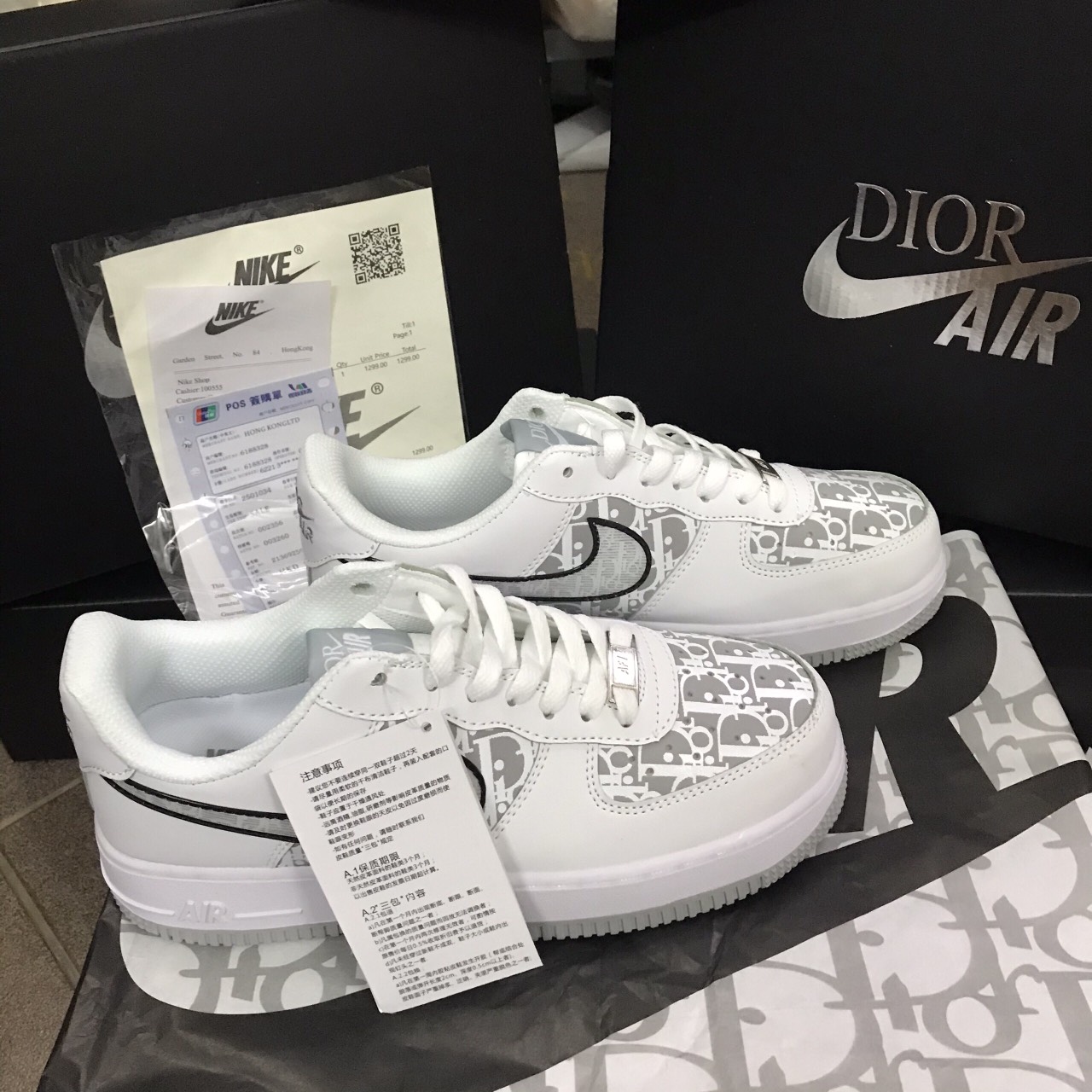 Giày Nike air force 1 dior cao cấp Màu Xám