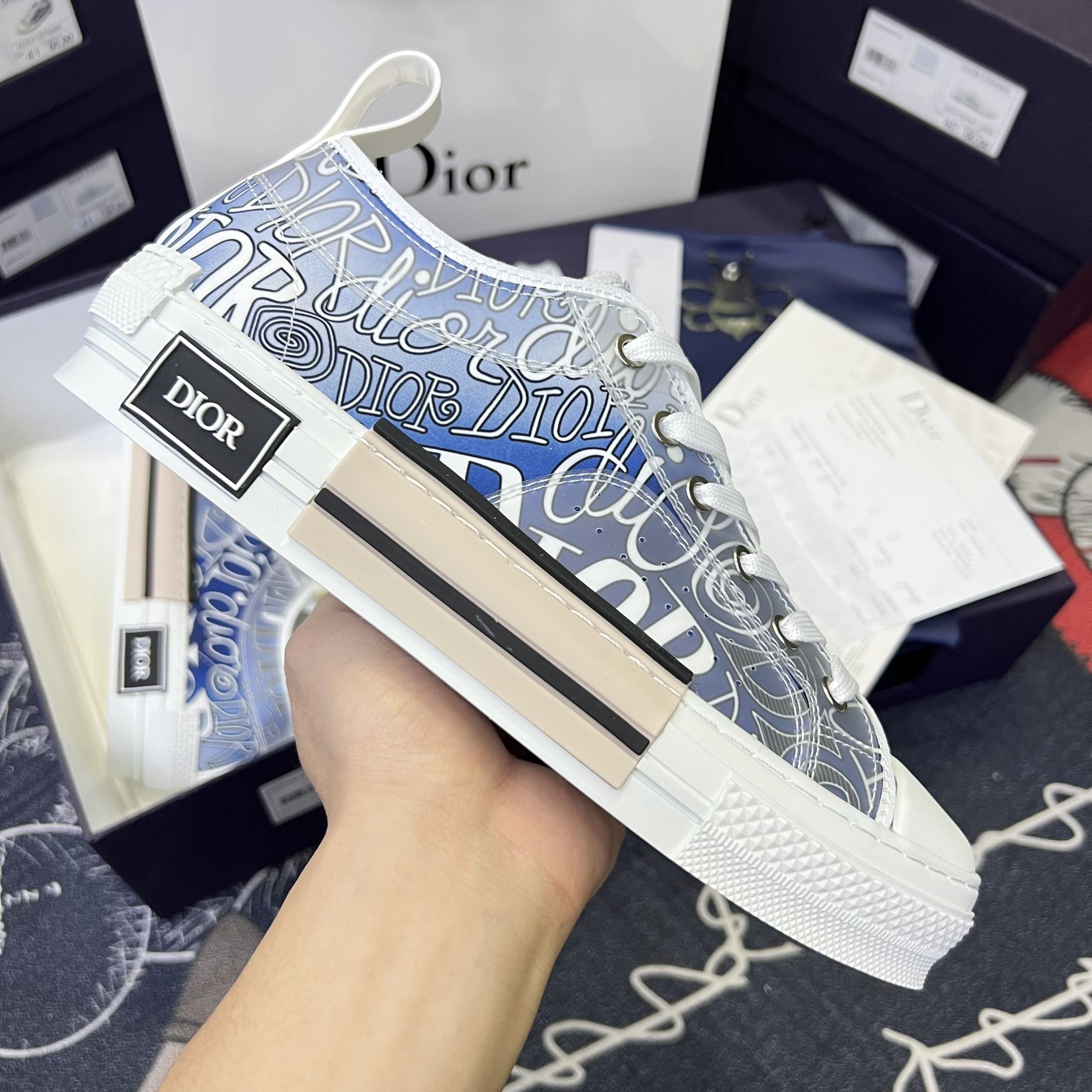 Giày Low Dior Xanh Chạy Chữ Like Auth